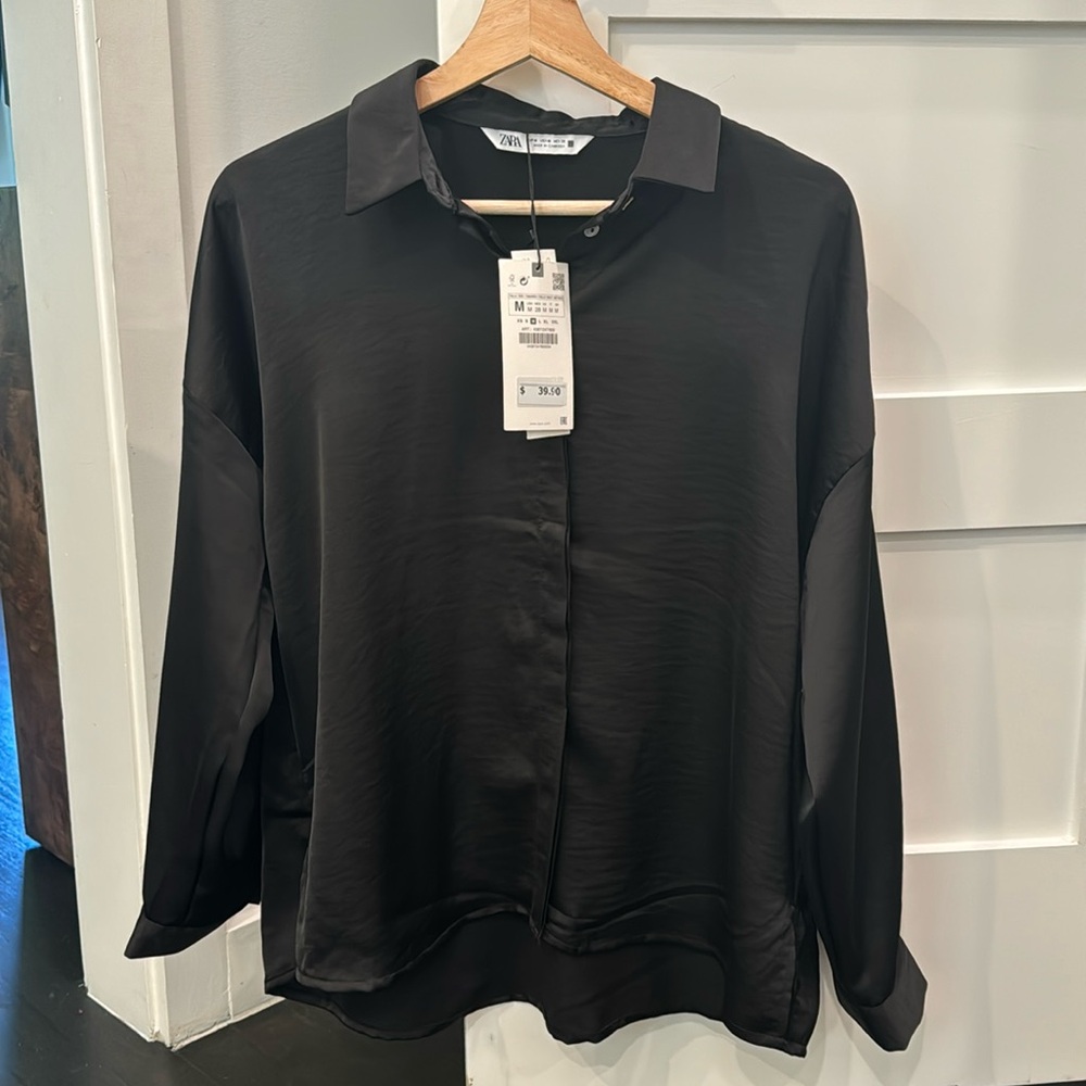 NWT Zara Black Button Down